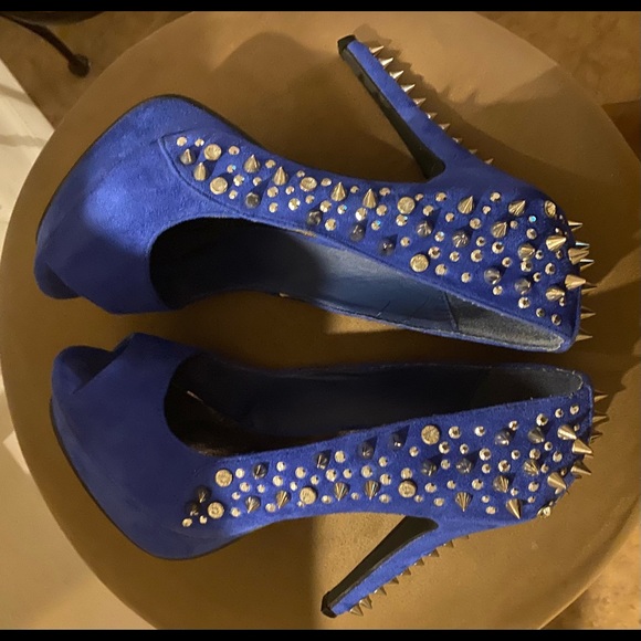 Royal Blue High Heel with Studs - Picture 5 of 5
